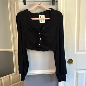 Cropped cardigan blouse